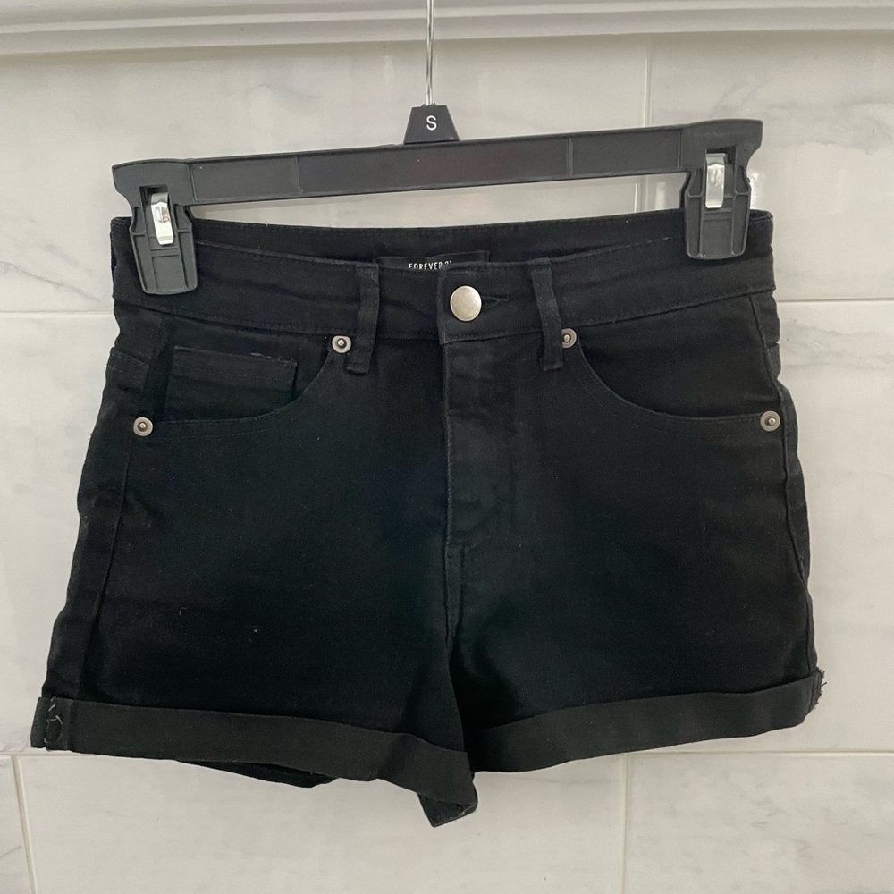 Black Jean High Waisted Shorts